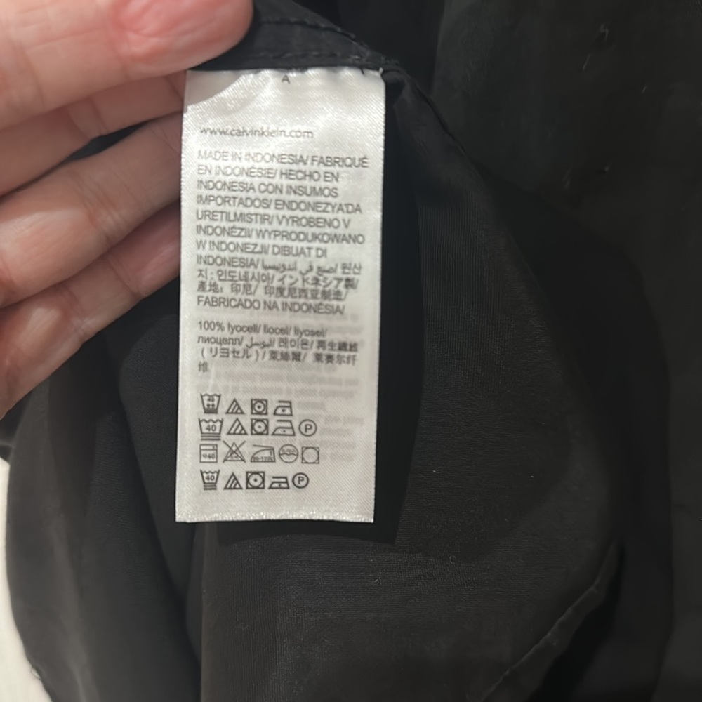 Calvin Klein jean material Sz L black back tie dress NWT - Picture 7 of 7